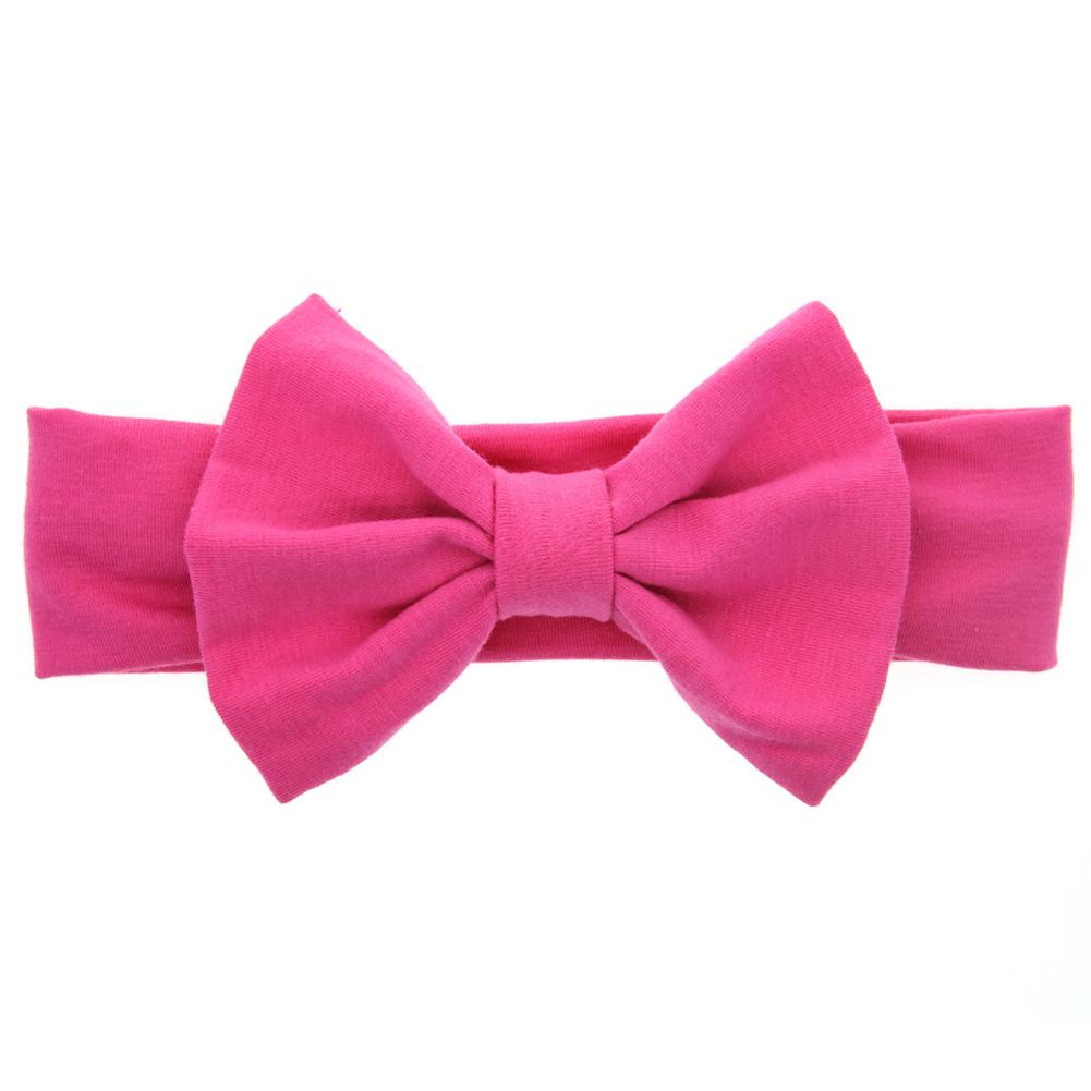 Kids Girls Xmas Gift Christmas Pure Color Bow Bowknot Soft Elastic Headband Hair Hoops