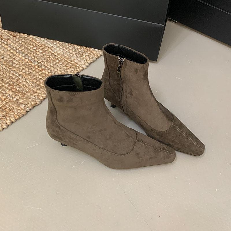 

Мода Мода Современные Женские Ботильоны На Низком Каблуке Обувь Обувь Флок Женские Короткие Ботинки Молнии Обувь Женские Туфли-Лодочки 35 зелёный