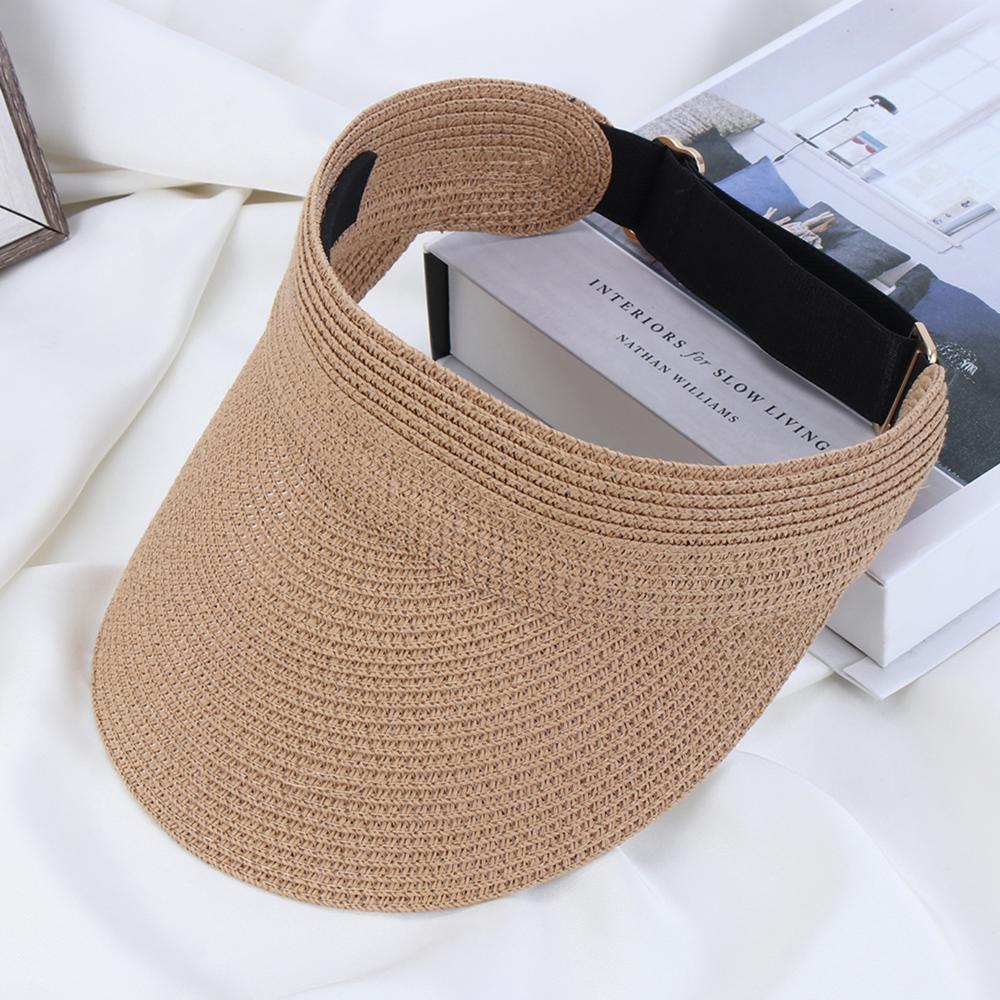 Fashion Adjustable Beach Sun Visor Hat Straw Foldable Cap UV Protective Womens Wide Brim Hat