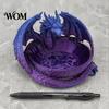 Gotische Schlüssel Schale 3D Gedruckter Drache Aufbewahrungs Tablett für Schmuck Schlüssel, Dekorativer Schreibtisch Organizer mit Halter Eingangsbereich Detaillierte Fantasy Schuppen &