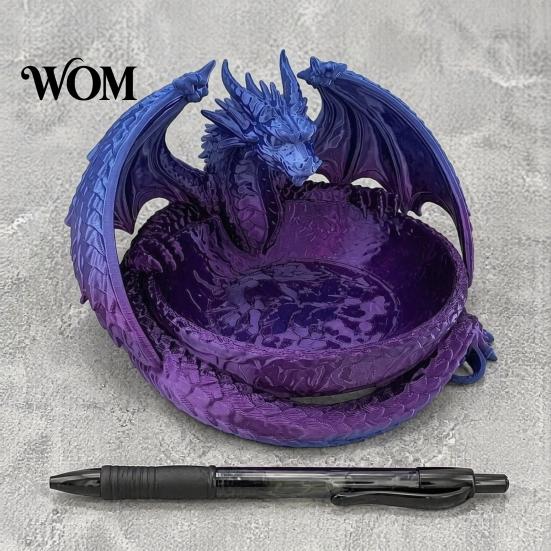 Gotische Schlüssel Schale 3D Gedruckter Drache Aufbewahrungs Tablett für Schmuck Schlüssel, Dekorativer Schreibtisch Organizer mit Halter Eingangsbereich Detaillierte Fantasy Schuppen &