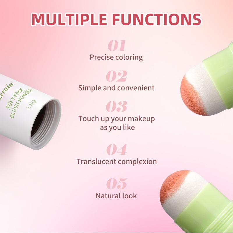 3-Farben Schwamm Rouge Stick Matt Natürlich Lang anhaltendes Rouge Wasserdicht und Schweißfest für Wangen