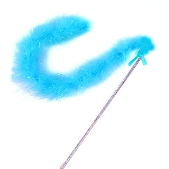 

Приманка для кошек с бантиком и разноцветными перьями, длинной ручкой, многоразовая, многоцелевая, избавит от скуки синий