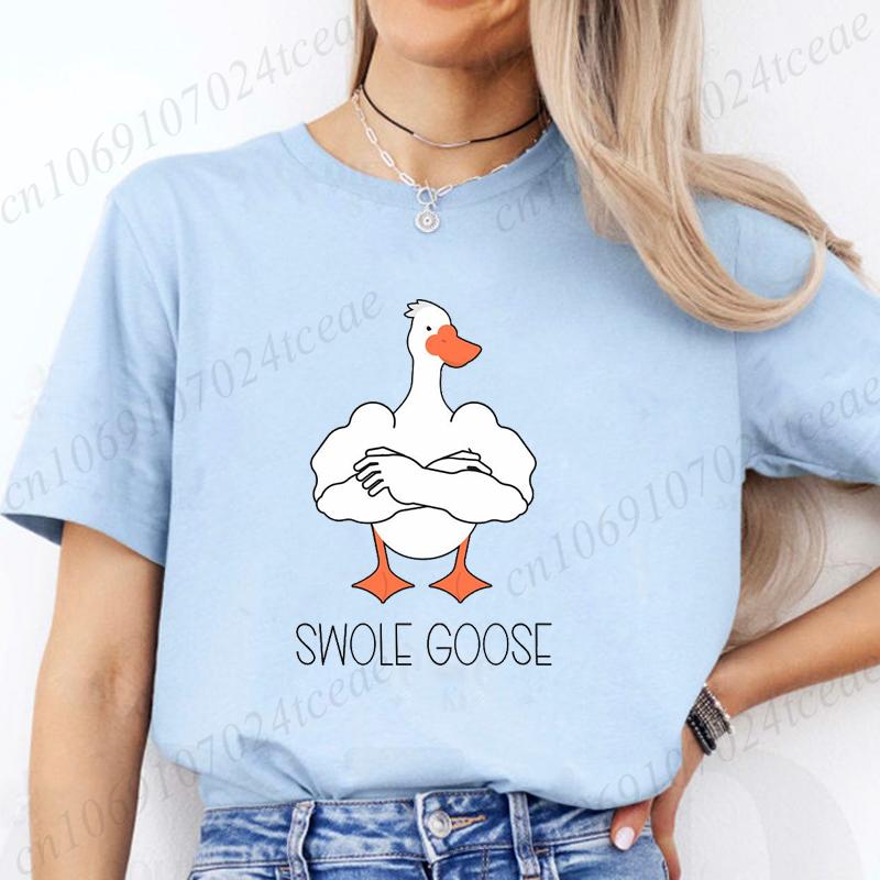 Swole Goose Gym Pump Cover Printed T-Shirts for Men,muscle Mommy Shirt,funny Goose T-shirt Shirt for Gym,Women's Tee Clothing