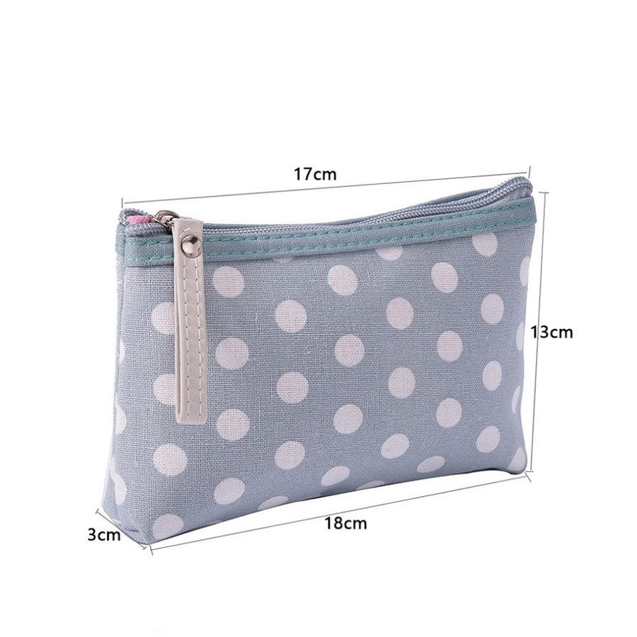 Canvas Dot Print Makeup Bag Women Cosmetic Bags Toiletry Bag Phone Organizer Key Phone Pouch Coin Purse Travel Cosmetic Bag