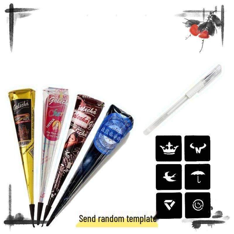 GOLECHA Semi-Permanent Waterproof Henna Tattoo Paste for Freckles and Stencils - Indian Hand-Painted Style