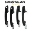 4pcs Outer Door Handle Front & Rear For 2006 - 2011 Hyundai Accent Primed Black