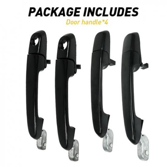 4pcs Outer Door Handle Front & Rear For 2006 - 2011 Hyundai Accent Primed Black