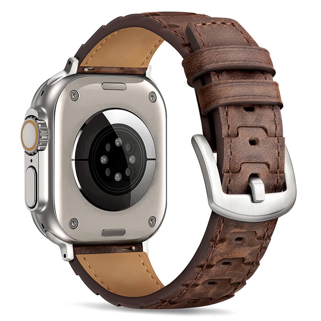 Band for Apple Watch Band 38/40/41/44/45/46/Ultra 2 49/42/44/45mm Skin Band Men leather watch strap for iwatch Series7 8 9 se645
