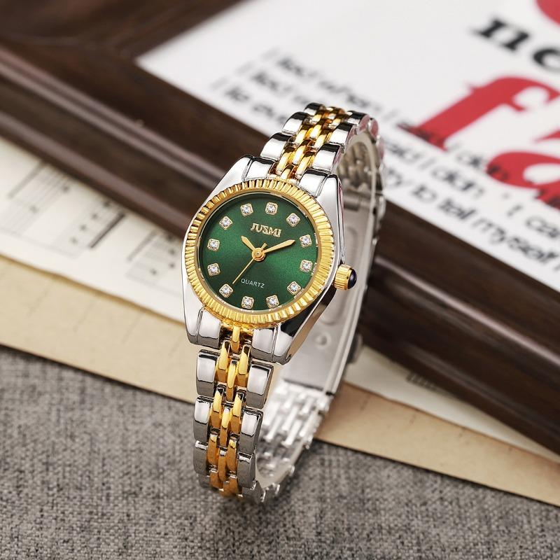 Diamond Dial Calendar Dot Diamond Scale Steel Belt Quartz Watch зелёный