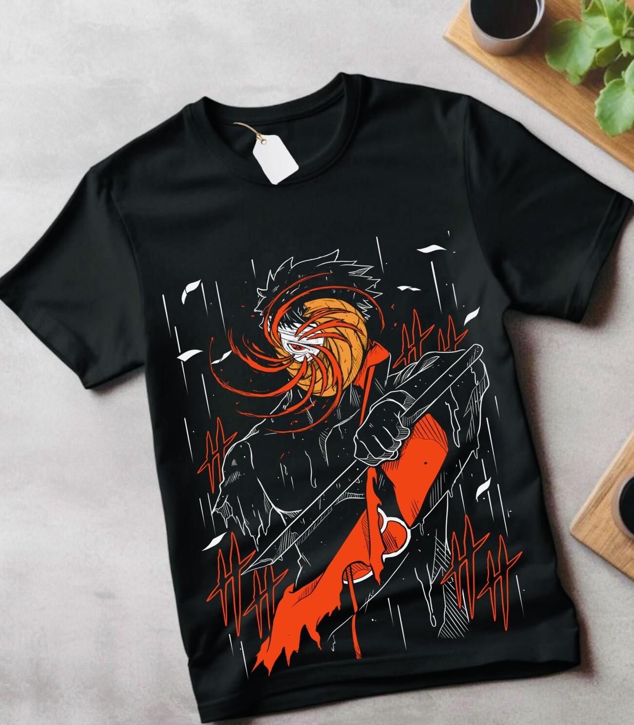 Obito Uchiha T-Shirt Mens Womens Tees Top Tobi Akatsuki Naruto Japanese Anime Black T-Shirt Mens Womens Tees Top gift 2XL