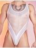 Sexy Patchwork Einteiler Herren Hoher Schnitt Tanga Bodysuit Oberteile Mode Nachtclub Strumpfhosen Männer Durchsichtiger Trikot Exotische Ärmellose Oberteile