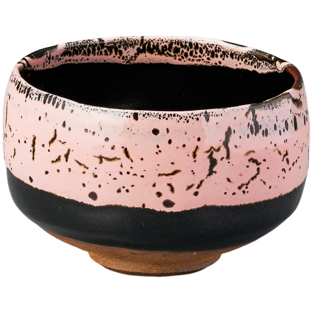 

Matcha x Pink Tenmoku Mino Made in Japan Ale-net Bowl, 11.7 H7.7cm, Pattern, Ware,