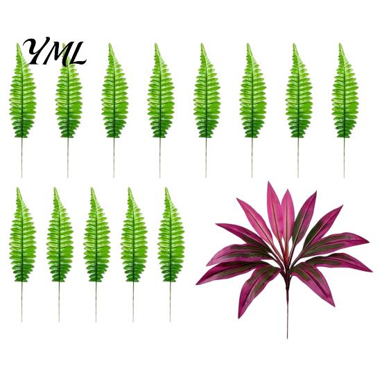 Artificial Flower Door Basket Fern And Red Dracaena Plants, UV Resistant Decorative Faux Plant, Durable Simulated Greenery Realistic Plants for Indoor