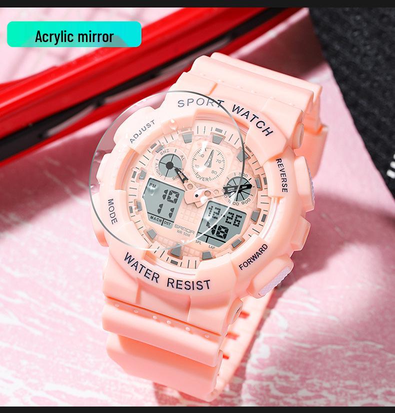 Sanda Personalized Multifunctional Outdoor Sports Watch for Men and Women - Luminous, Waterproof, Dual Display Digital Wristwatch.