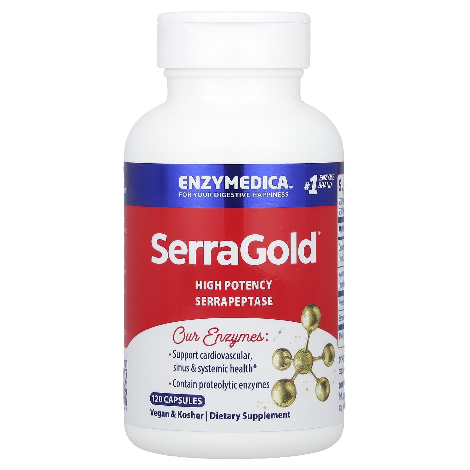 

Serragold, High Potency Serrapeptase, 120 Capsules