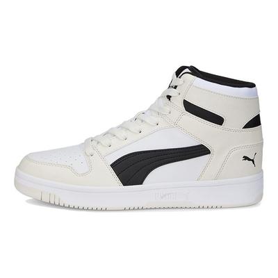 Rebound Layup Leather Mid-Top Retro Basketball Shoes Unisex Sneaker Black White 369573-30