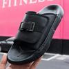 One-word Drag Men's Summer Wear Trend Casual Leather Slippers Thick-soled Non-slip Men's Beach Sandals