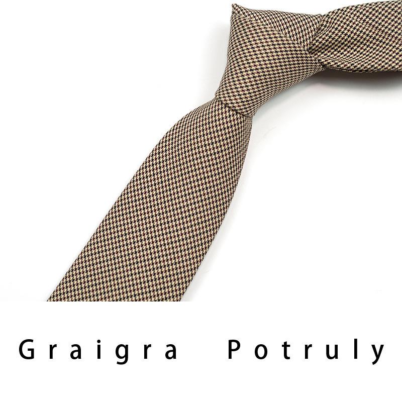 Thousand Birds Suit And Tie Men'S Coffee Grey 7.5Cm Casual Tie Vintage Work Plaid Women