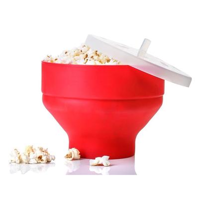 Ny Popcorn Mikrovågsugn Silikon Vikbar Röd Hög Kvalitet Kök Lätta Verktyg DIY Popcorn Hink Skål Tillverkare Med Lock