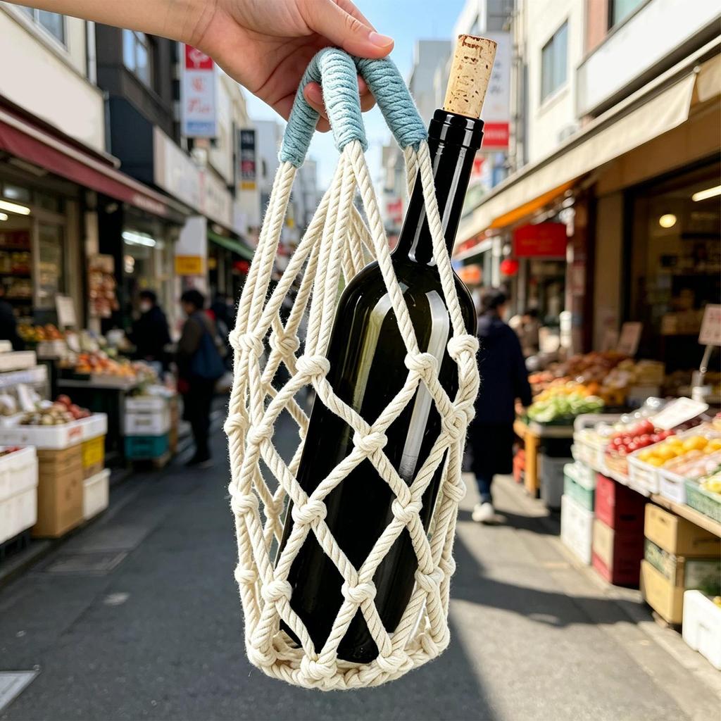 Water Bottle Mesh Bags Reusable Portable with Handle Drink Carrier Bag for Shopping Work Travel Daily Commuting Outdoor Camping