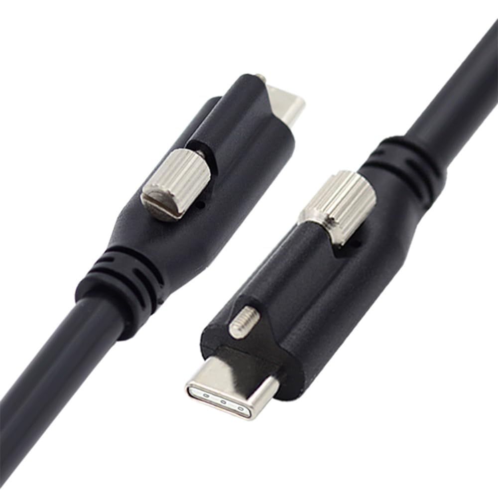 

xiwai Кабель USB - USB с одинарным креплением на панель 10 Гбит/с 65 Вт PD Питание для ноутбуков и Кабель USB 3.1 Type-C USB-C с винтовым замком, Разъем 3.0 3.25A, Данные,