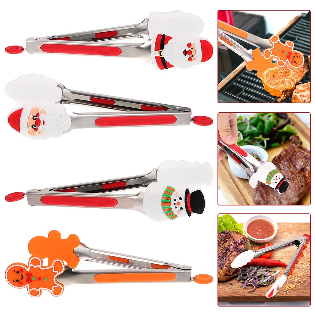 4 Pcs Non-slip Steak Clips Small Tongs for Serving Food Kitchen Grilling Multi-function Cooking Dessert