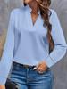 2024 Women's Autumn Casual Simple Solid V-Neck Loose Shirt Top
