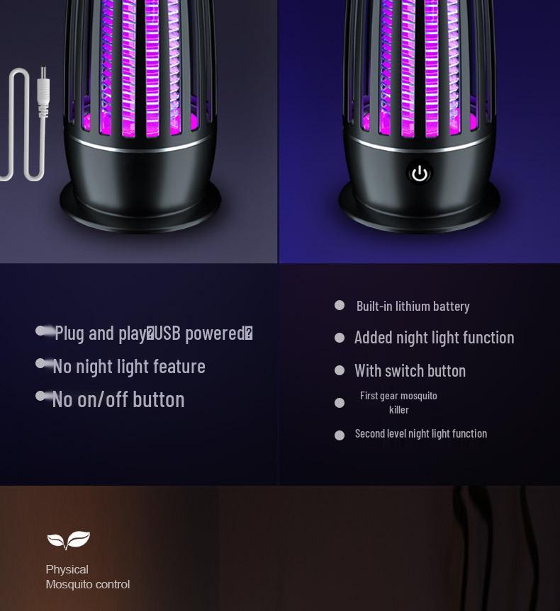 USB Rechargeable Portable Outdoor Mosquito Killer Lamp for Home and Dorm