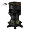 Retro Skull Ornament Gothic Vase, Spooky Resin Head Statue, Halloween Table Centerpiece Home Decor Flower Vessel for Shelf Mantel Decorative