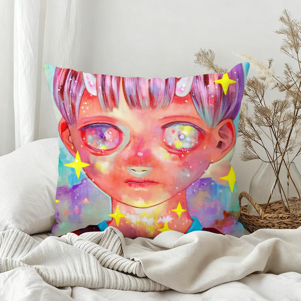 Art H-Hikari Shimoda Color Pillow Case Sofa Living Room Bedroom Headboard Backrest Square Cushion Nap Time