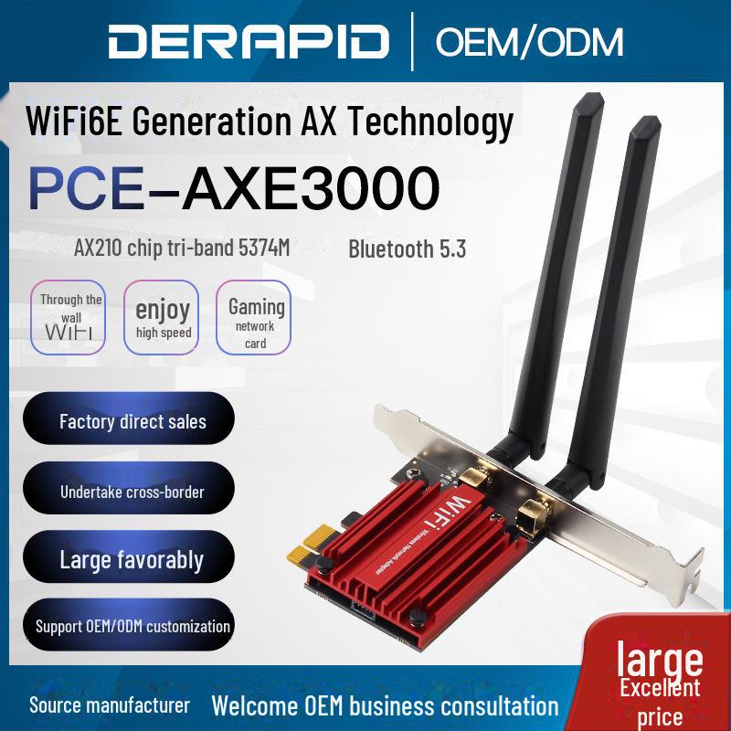 

AX210 RGB бездротова мережева карта WiFi 6E, дводіапазонний Bluetooth-приймач для настільних ігор.