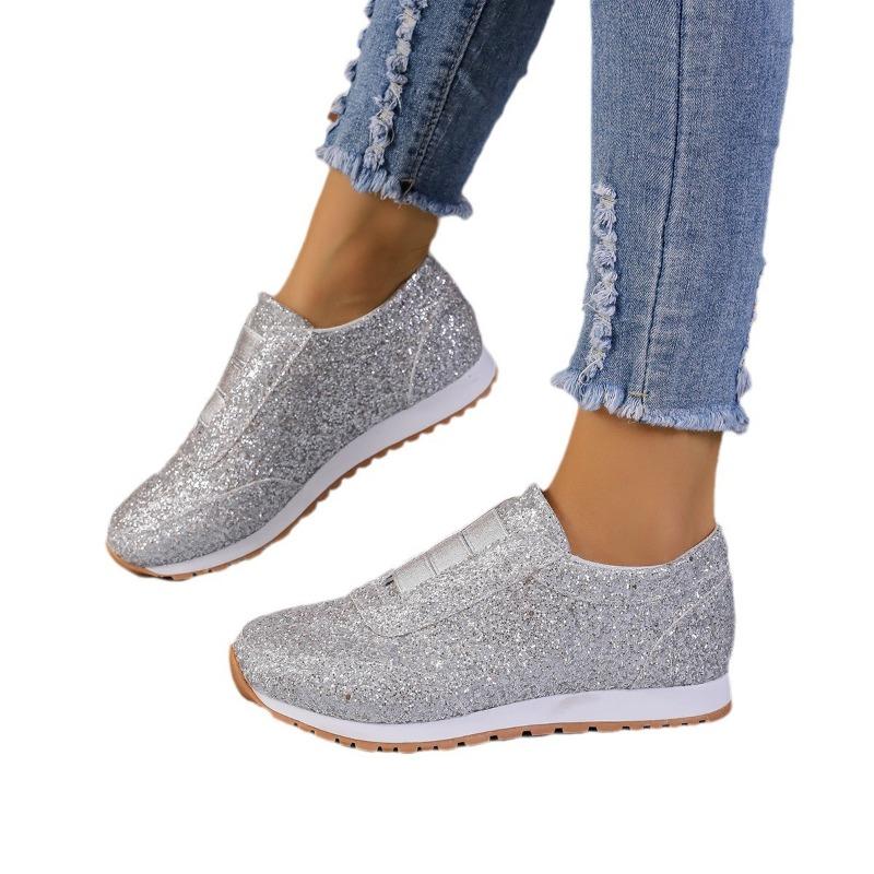 Autumn new muffin sequins casual single shoes rhinestone platform sports women's shoes large size