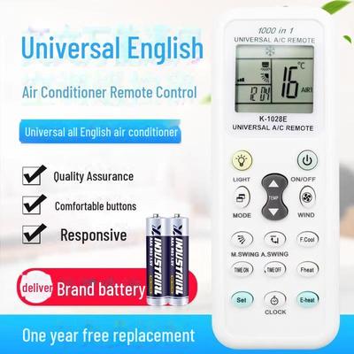 Dual-Color English Air Conditioner Remote with Large Screen & One-Button Setup (Model: K-1028E)