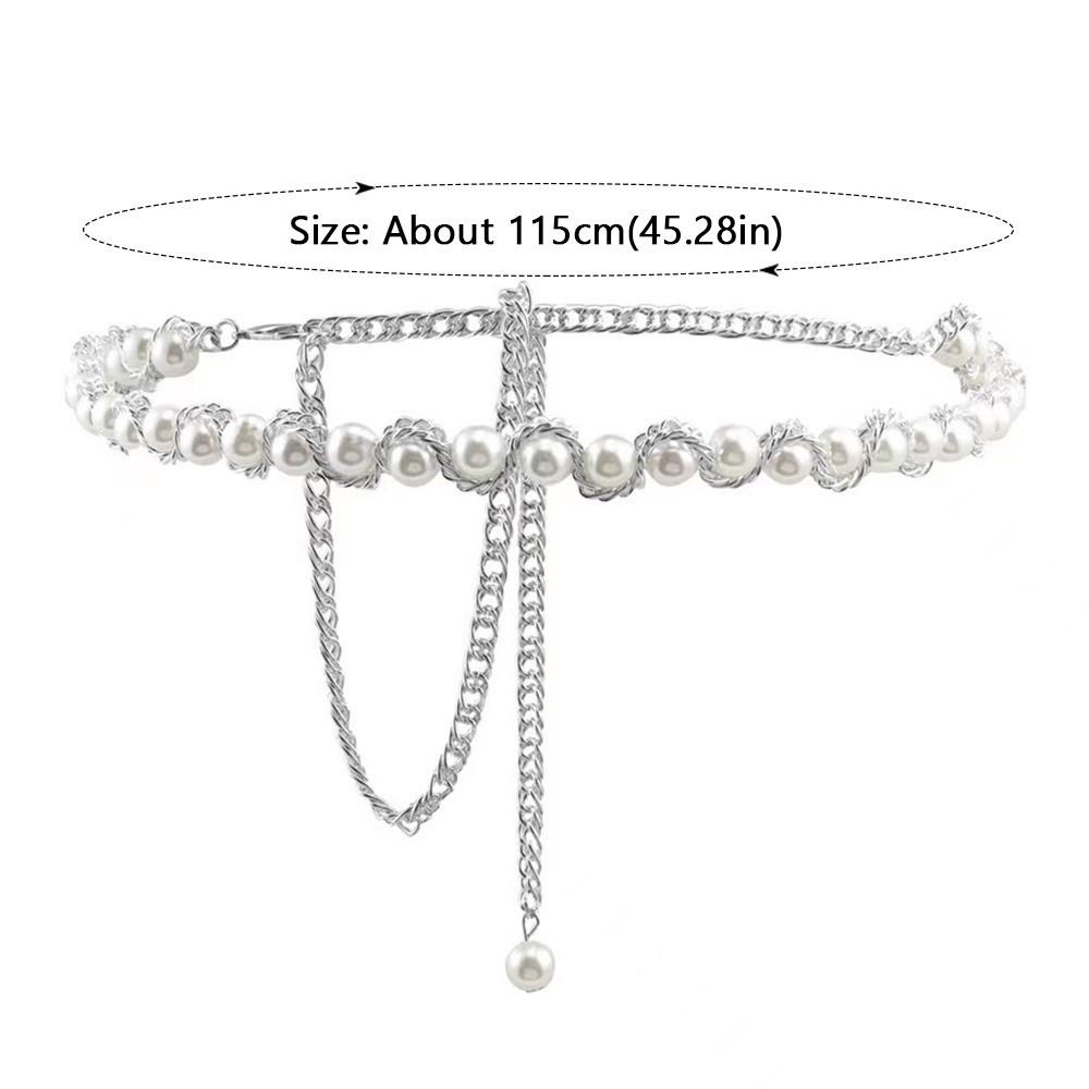 All-match Elegant Beaded Waist Chain for Dress Boho Waist Accessories Pearl Thin Waist Chain Body Jewelry Belly Chain Belt