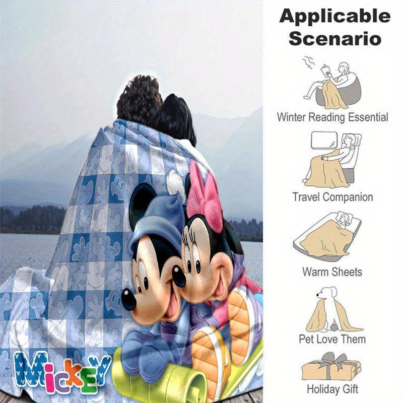 Mickey and Minnie Flannel Blanket - Ultra-Soft, Cozy, and Comfortable for Sofa, Bedroom, Camping, and Travel - Four-Season Versatility, Vibr