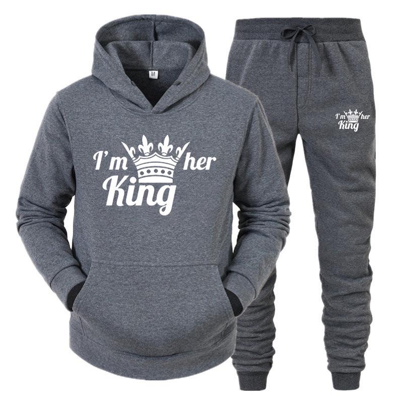 KingQueen Unisex Couple Hoodie & Sweatpants Set - Casual Sportswear