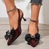 2025 Hot Sale Ladies Shoes Slip-on Women's High Heels Butterfly-knot Office and Career New Plus Size Closed Toe Sandals