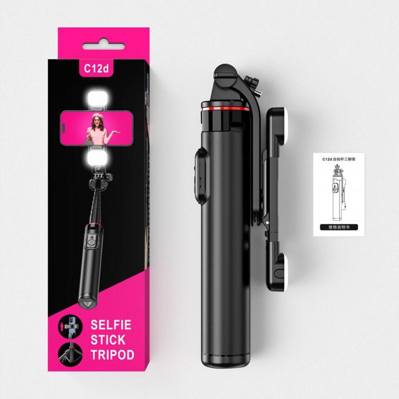 Bluetooth Selfie Stick Tripod With Pan-Tilt Head Adjustable 130cm Phone Mount Desktop Floor Use
