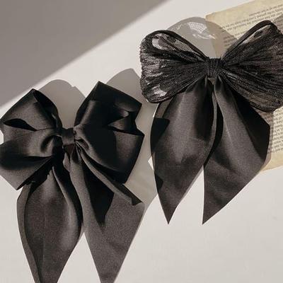 Women's Daily Chiffon Volume Hair Black Ribbon Pin