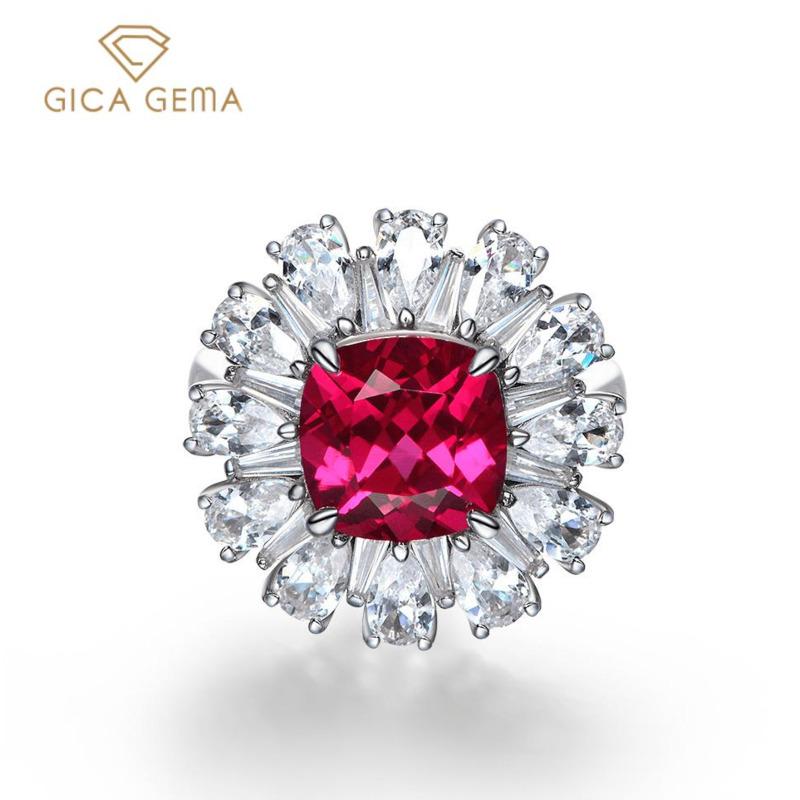 Gica Gema 925 Sterling Silver 9*9mm Zircon Gemstone Wedding Rings For Women Fine Jewelry