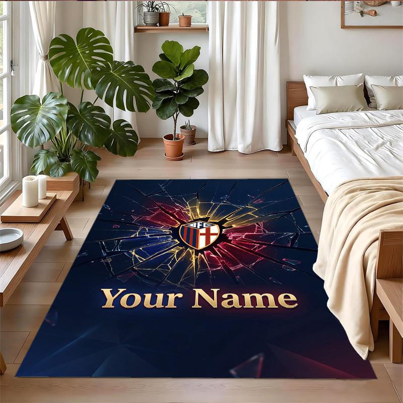 Crystal Velvet Rug Custom Name Text, Soft Non Slip Floor Mat Home DecorBologna FC