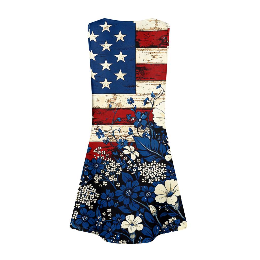 Women's Fashionable Casual Independence Day Print Dress
