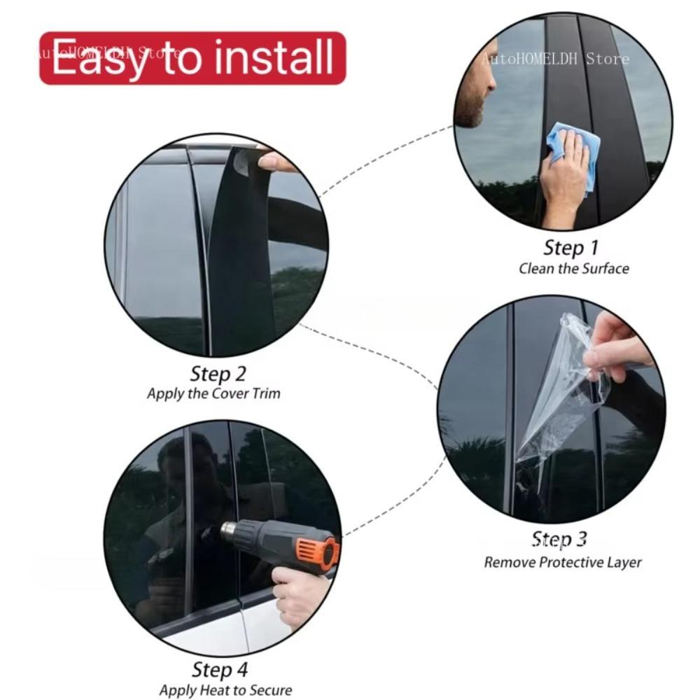 Glossy Black Car Pillar Posts Trim Cover Sticker Fit For BMW 5-Series E39 1997 1998-2003 Door Window Auto Exterior Accessories