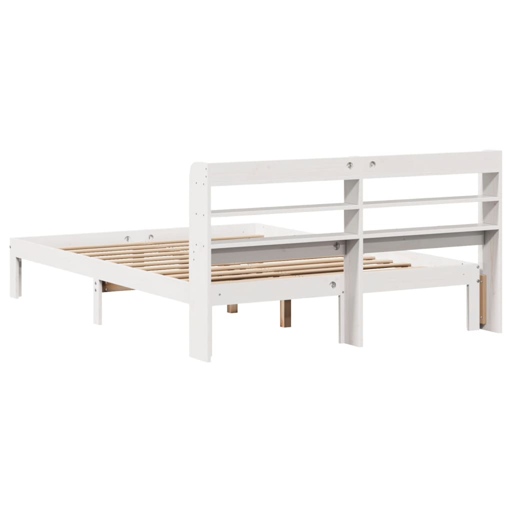 Bed Frame with Headboard Without Mattress White 140 x 190 cm