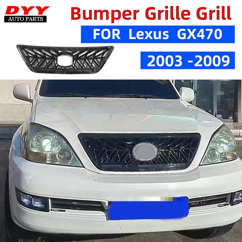 TRD Grille Kit: Compatible with 2003-2009 Lexus GX470, Featuring a Black Grille, Fog Lights, and Headlights.