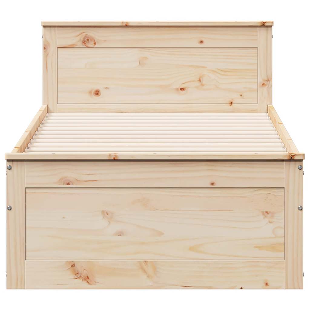 Solid Wood Bed Without Mattress with Headboard 90 X 190 Cm Pine