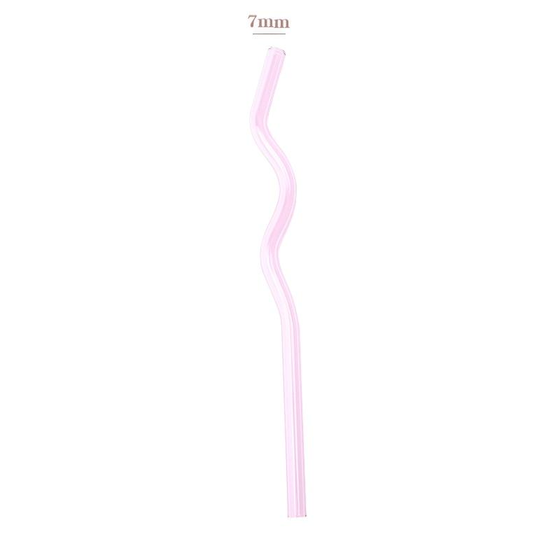 Wavy Colorful Clear Drinking Straw High Borosilicate Glass Straw Glass Tube Party Bar Drinkware Reusable Glass Straws