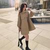 Women's Mid-Length Khaki Windbreaker Coat - Spring/Autumn 2026, Casual Lantern Sleeve Design