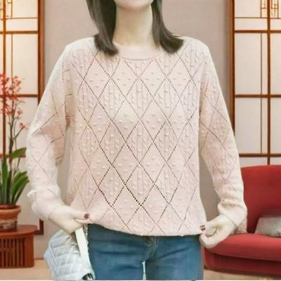 Plus Size Spring Bottoming Round Neck Hollow Sweater Loose Knit Sweater Spring, Autumn and Summer Fat Mm Top